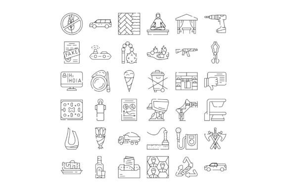 Black and White Line Art Vector Icons Co