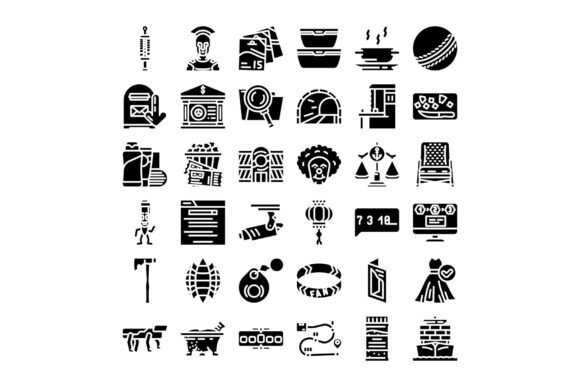 Black Glyph Icons for Modern Web Design