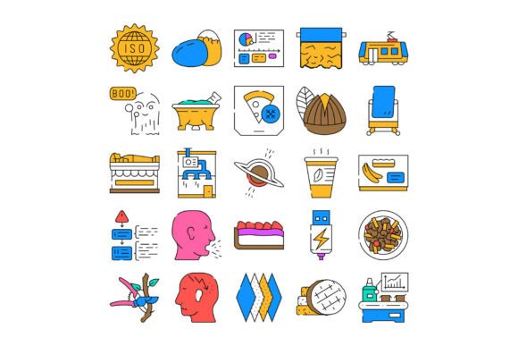 Collection of Vector Line Icons Depicting a Diverse Range of Modern Concepts