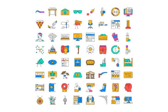 Colorful Flat Line Icon Sets for Modern Design Projects