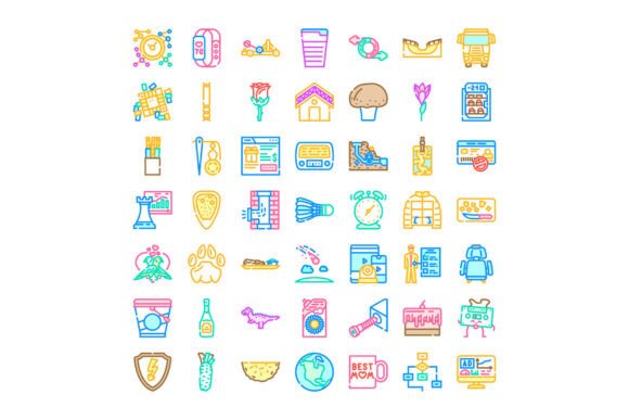 Colorful Outline Icon Collection Represe: Practical Design Solutions for Modern Projects
