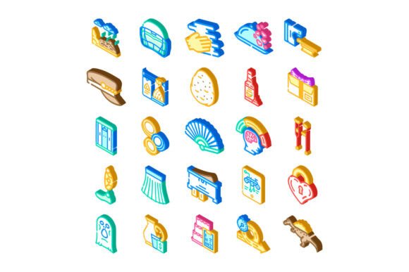 Diverse Isometric Digital Icons Illustra