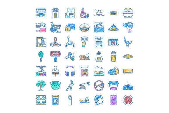 Enhance Your Design Projects with Sketch Doodle Colorful Icons Symbols Des