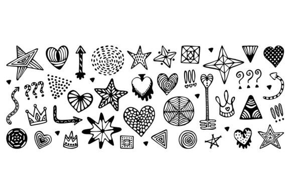 Exploring the Charm of Abstract Shapes: The Black Line Doodle Set
