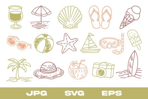 Hand Drawn Summer Doodle Elements: Creative Integration for Design Projects