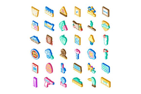 Isometric Icons Set Abstract Symbols Col: A Modern Design Solution for Digital Creatives