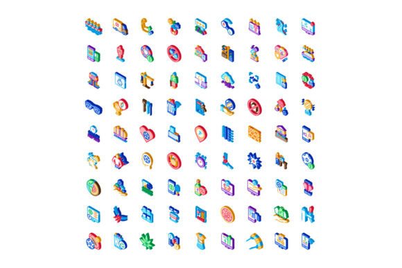 Isometric Set Representing Various Business Concepts