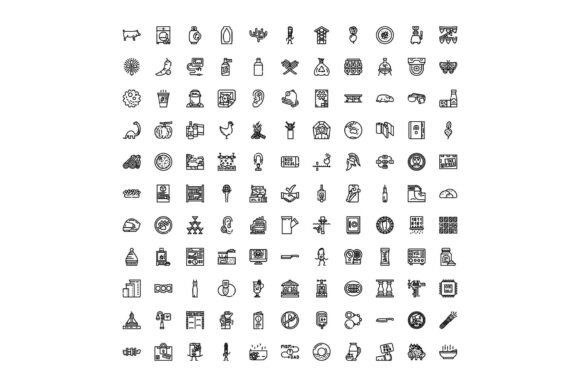 Outline Icons Collection Illustrating Everyday Design Essentials