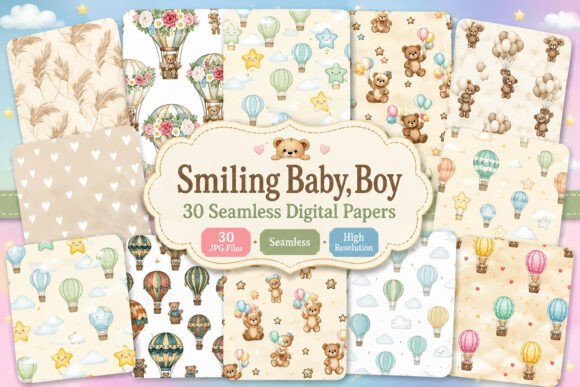Smiling Baby Boy Seamless Bundle: A Versatile Design Solution for Creative Professionals and Entrepreneurs