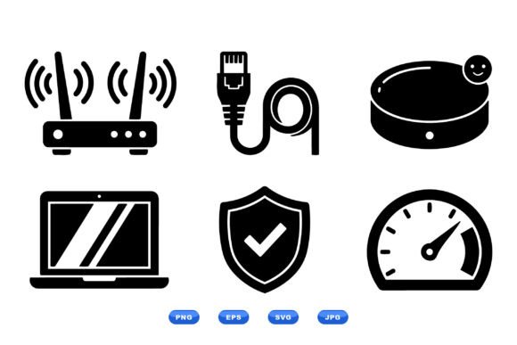 Tech Device Icon Pack: Enhancing Design with Flat, Monochrome Networking Icons