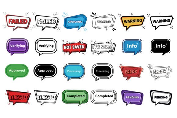 UI Status Speech Bubble Vector Set 24